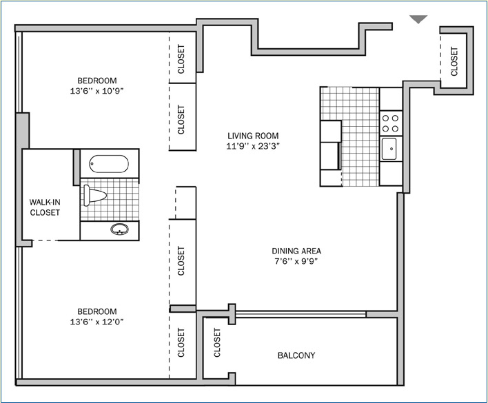 Two Bedroom | One Bath 1150 sq. ft.